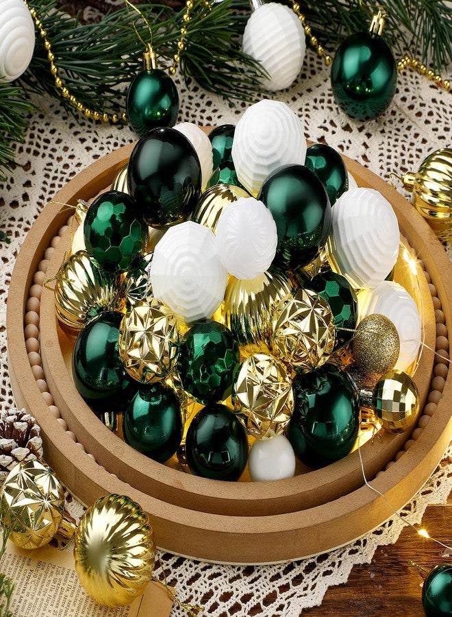 Lunmon 72 Pcs Christmas Ball Ornaments Bulk Emerald Green Gold White Tree Ornaments 1.57/1.97/2.36 Inch Shatterproof Matte Glitter Xmas Baubles Assorted Vintage Christmas Decor for Xmas Tree Home - Image 5